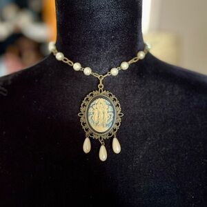 Vintage Style Three Muses Three Fates Cameo Necklace/Old Victorian Style